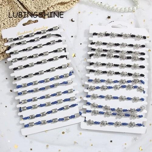 Bohemia 12pcs/lot Women Turtle Charms Bracelet Set Child Braided Adjustable Rope Chain Yoga Anklet Beach Jewelry Gift