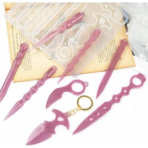 Magic Wand Keychain Mirror Silicone Mold for Uv Epoxy Resin Moulds Key Chain Pendant Craft Tools Jewelry Supplies