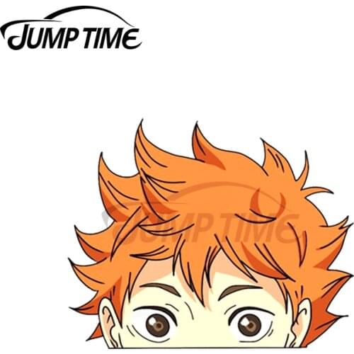 Jump Time 13 x 11.5cm For Hinata Peeker Car Repair Sticker Interesting Decal Vinyl Material Waterproof Car Windows Protector