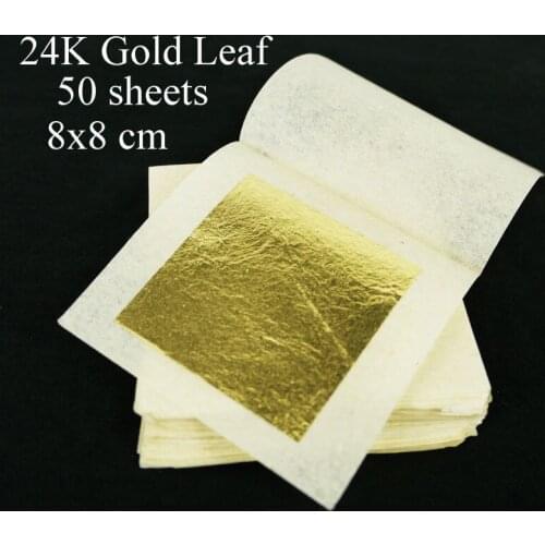High Quality 50 Sheets 8 x 8 cm Genuine 24 K Edible Gold Leaf Food Decoration Gold Mask