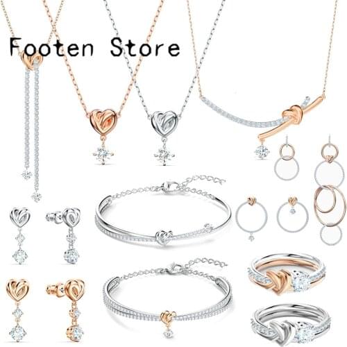 SWA Fine Fashion Women Jewelry LIFELONG HEART Jewelry Sets Geometric Kinked Heart Earrings Necklaces Bracelets Romantic Jewelry