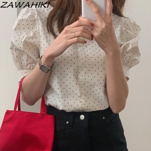 ZAWAHIKI Polka Dot Blouses