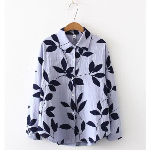Summer Women T-shirt Casual Long Sleeve Shirt Tree Leaves Printed Leisure Top Blouse Cardigan