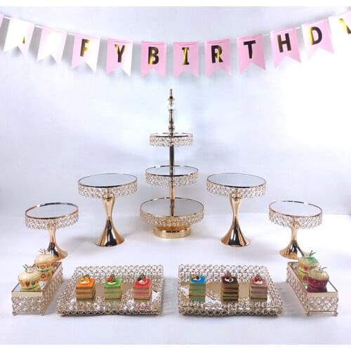 Gold Silver Mirror Metal Cake Stand Round Wedding Birthday Party Dessert Cupcake Pedestal Display Plate Home Decor