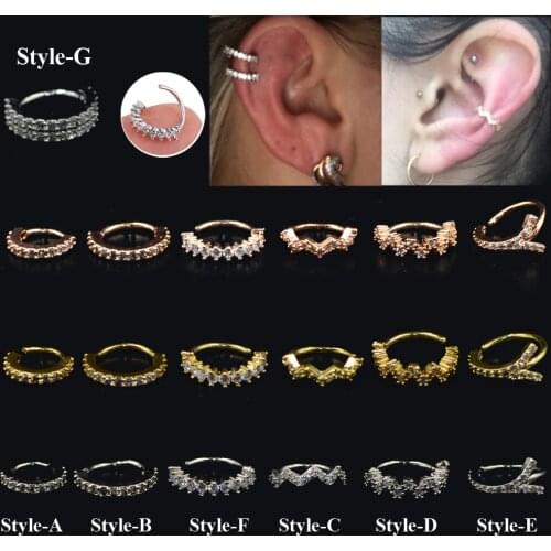 1Pc 18G Bendable Septo Ear Cartilage Tragus Helix Daith Rook Snug Conch Rings Real Septum Clicker Nose Hoop Lip Earring Piercing
