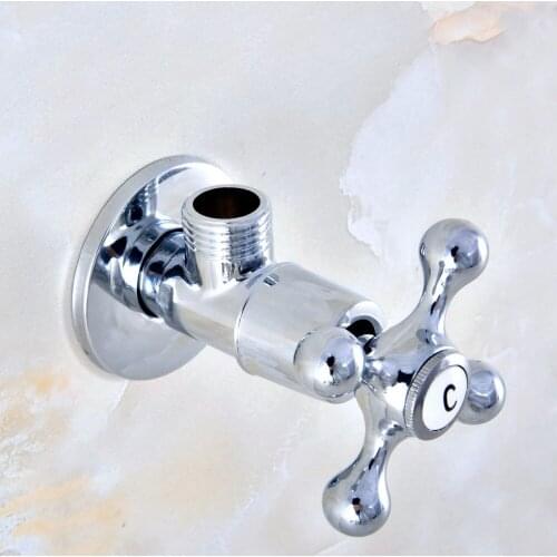 1Pcs Polished Chrome Brass Bathroom Faucet Angle Stop Valve 1/2" Male Bathroom Accessory aav014