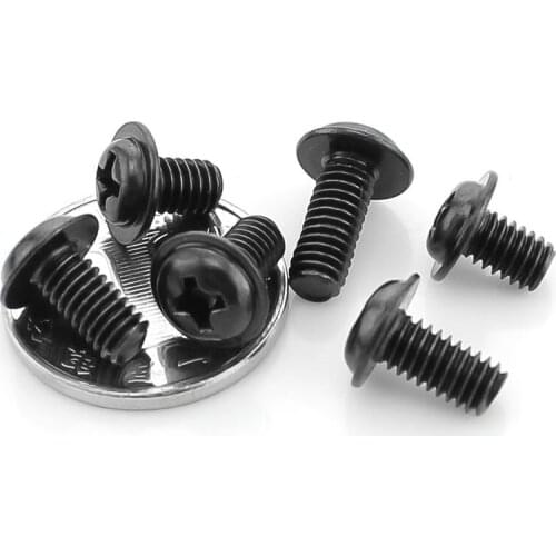 150PCS-M2.5*4/5/6/8/10/12 PWA Black Round With A Screw / Tape Screw / Comes With A Screw / Computer Screw