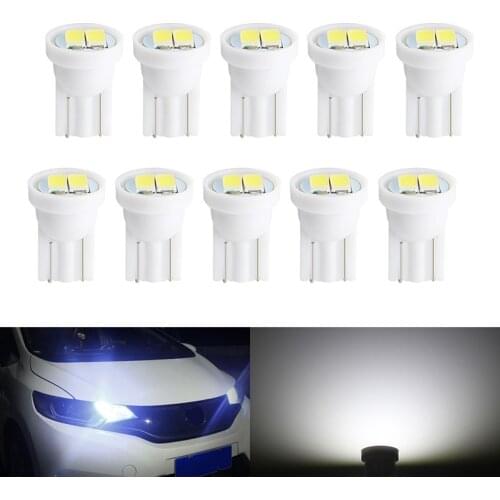 10pcs T10 W5W LED Bulb 2 SMD LED White Blue Red 194 168 5630 Car Interior Light Reading instrument lamp Plate Lights