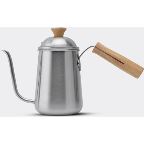 304 stainless steel hand brewed coffee slender-necked Japanese-style wooden handle sanding pot with long mouth and long mouth bo