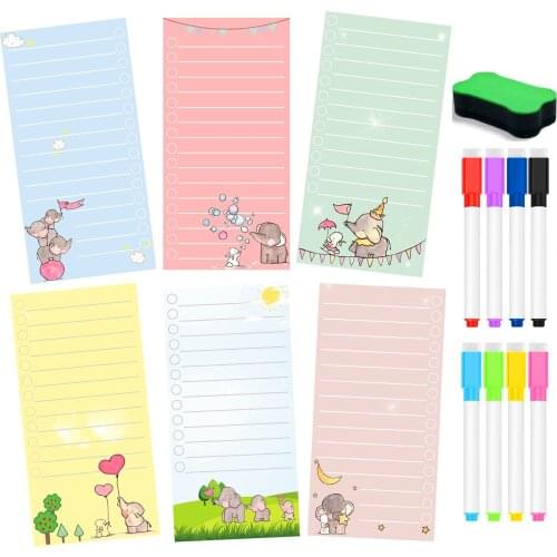 6pcs Dry-Erase Magnetic Fridge Notepads for Grocery Shopping To Do List Memo Refrigerator Magnets Dog Cat Magnets Smart Boards