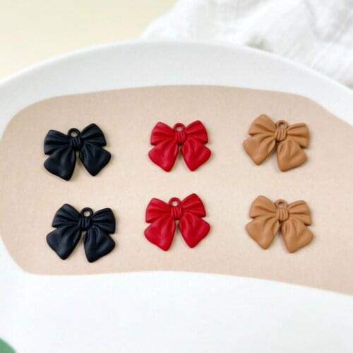 Alloy spray paint Korean temperament simple wild bow pendant DIY earrings hair accessories pendant material 6pcs