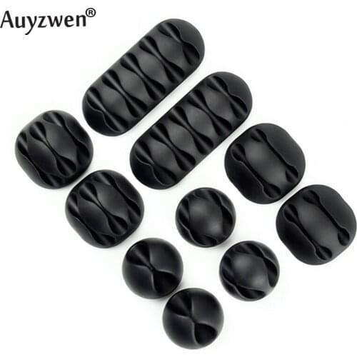 Auyzwen USB Cable Organizer Wire Winder Earphone Holder Cord Clip Office Desktop Phone Cables Silicone Tie Fixer Wire Management