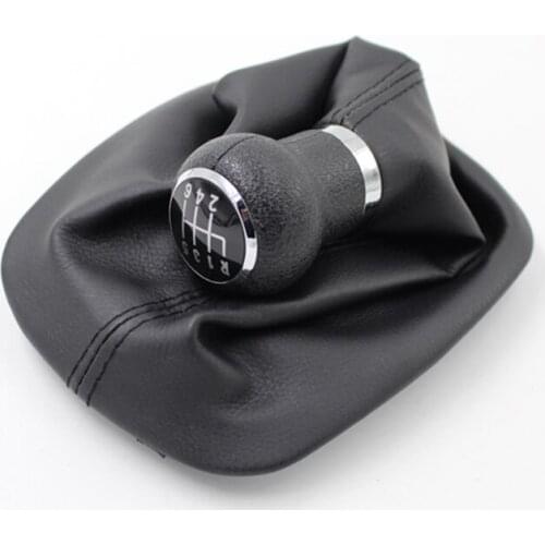 Car Stick Shifter Chrome Ring Type 5 and 6 Speed Leather Boot Gear Shift Knob Cover For Passat B5 2001-2005 CNWAGNER