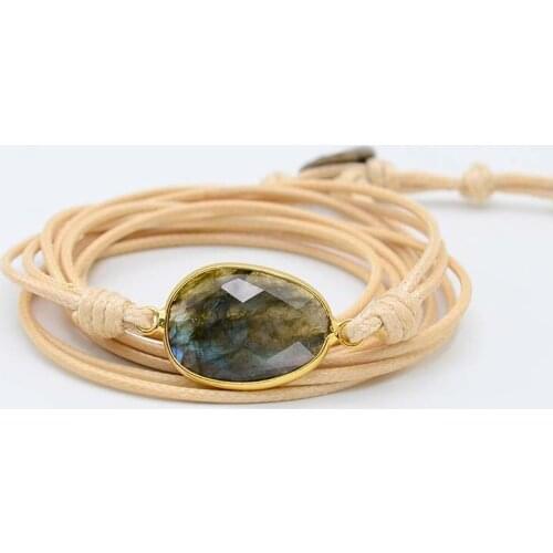Labradorite Natural Stone Wrap Bracelets Charm 5 Times Friendship Bracelet Boho Bracelet Homme