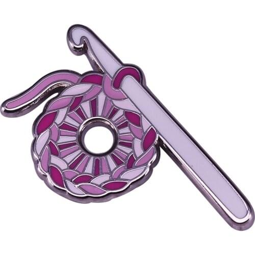 Crochet and yarn Enamel Pin knitter knitting needles Brooch Its Not Hoarding If Its Yarn Badge Jewelry