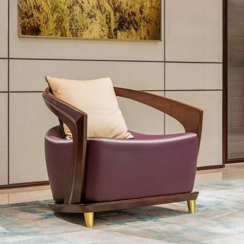 GY Modern Ugyen Wood Leisure Couch Solid Wood Simple and Light Luxury Armchair Living Room Furniture