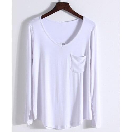 Unicorn Sale Limited Kpop Tumblr Free Shipping 2020 Style Loose V-neck Long-sleeved T-shirt Female Solid Full Cotton Casual