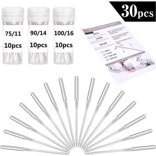 Imzay 30PCS Universal Machine Needles - Home Sewing Machine Needles Size 11, 14, 16, Sewing Machine Needles