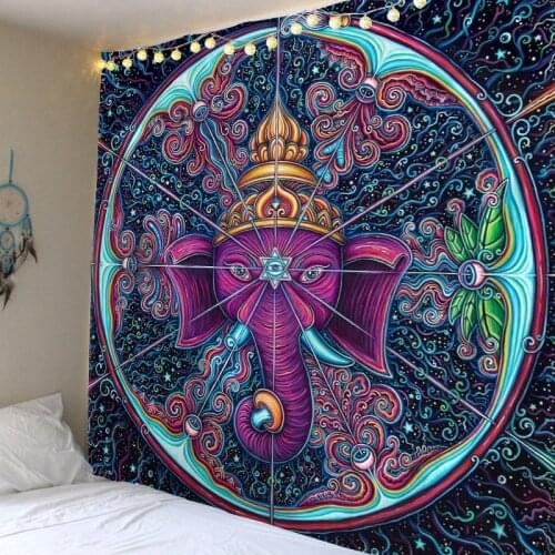 India Colorful Elephant Tapestry Hippie Boho Wall Decoration Mandala Fabric Carpet Living Room Bedroom Decoration Witchcraft