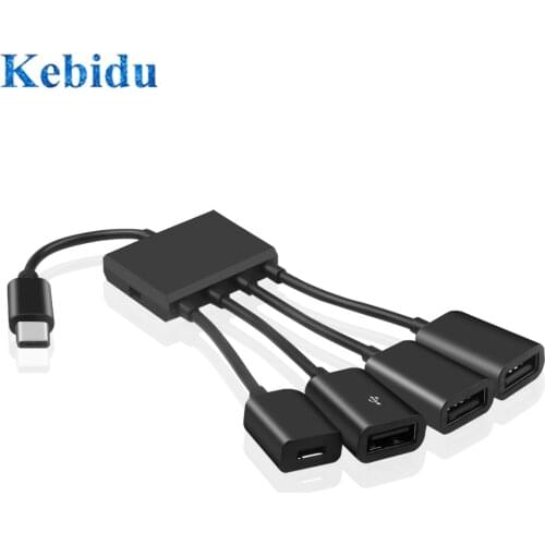 Kebidu USB 3.1 Type C Hub to 4 USB 2.0 Port HUB Multiple OTG 4 Port Type-C USB Power Charging Hub Cable Connector Adapter