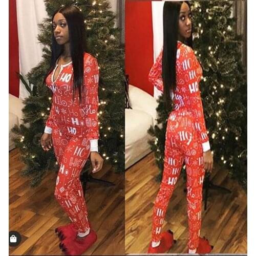 Womens Household Romper Sleeping Jumpsuit Long Sleeve Elastic Letters Printed Home Wear Onesi Nightwear Casual Homewear New