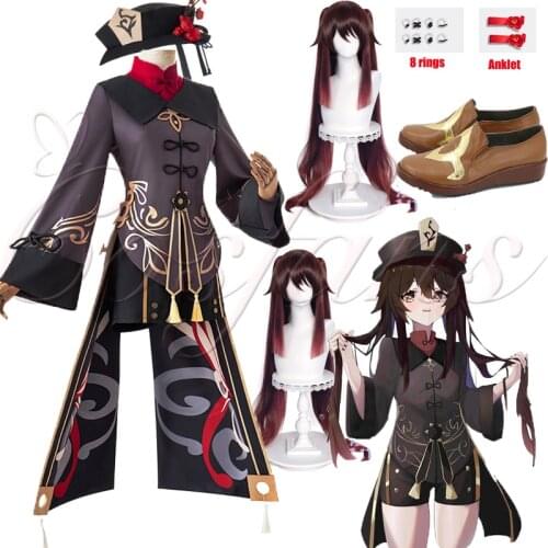 Game Genshin Impact Hu Tao Cosplay Costume Anime Outfits Dress Halloween Carnival Women Girl Uniforms HuTao Cosplay Accessories