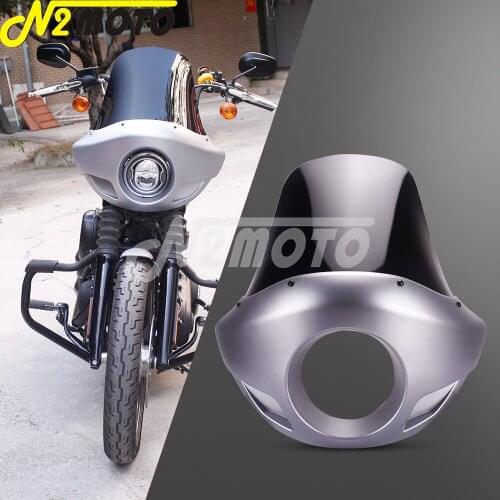Motorcycle Silver 5 3/4" Headlight Fairing 35-49mmMount Clamp Headlamp Mask for Harley Sportster Dyna FXD FXR Touring Fat Bob