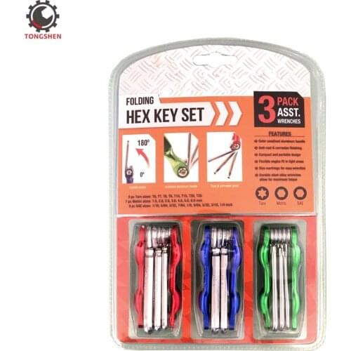 24Pcs Folding Hex Key Allen Wrench Set SAE Inch Metric Star Ball End Hex Key Set Tools Industrial Grade Allen Wrench Set