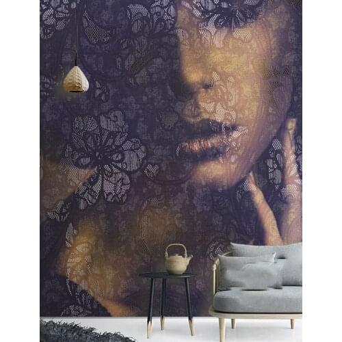 Bacaz Flower Texture Beautiful lady Face 3d Figure Murals Wallpaper for Bedroom Background 3d Wall Mural 3d Figure Wall paper