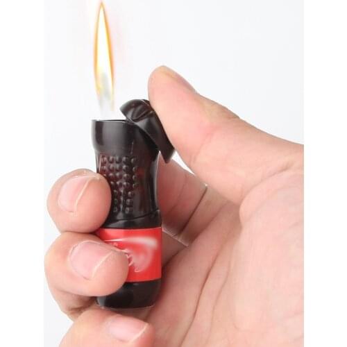 Unusual Coke Bottle Inflatable Lighter Personalized Creative Open Flame Lighter Smoking Accessories Gift for Men Toy for Men