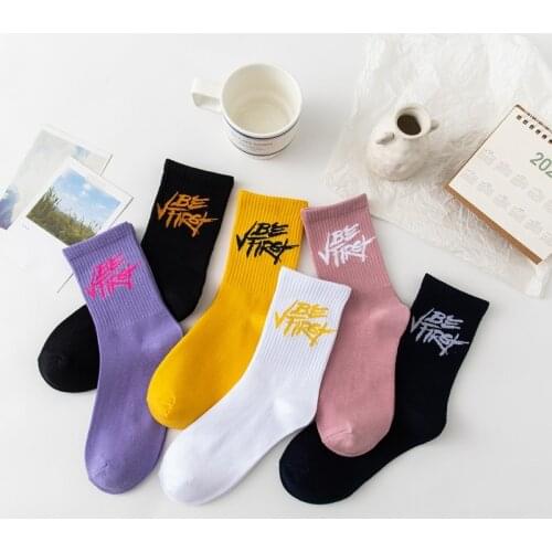 Socks Man Fashion Letters Couple Summer Womens Socks Korean Style Personality Sports Street Hip Hop Cotton Socks Popsocket