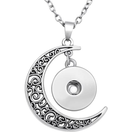 NEW Fashion DJ0119 trendy Moon snap Necklace 50cm fit 18MM charm snap buttons snap jewlery