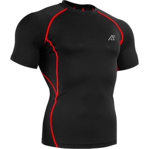 Newest Black T-shirts Compression Slim Fit Fitness Clothing Best Quality Summer Style Anti-Sweat Short Sleeve Mens TShirt S-4XL