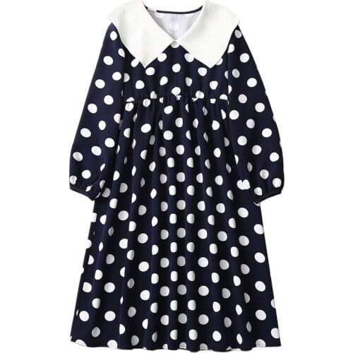 Pregnant Women Dress Early Autumn Mid-length da bo dian Fold-down Collar Skirt Outer Wear Nobility Elegant Fashion Maternity Dre