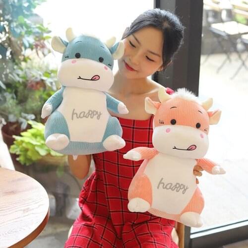 Striped Cow Doll Creative Plush Toy Cow Doll Valentines Day Gift Skin-friendly Soft and Comfortable Pillow Child Birthday Gift