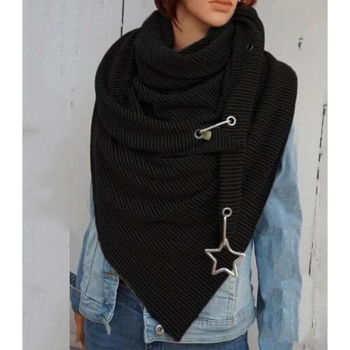 FUFUCAILLM New Winter Womens Scarf Thicken Keep Warm Wraps Adjustable Star Decoration Muffler Hot Shawl Knitting Striped Bib