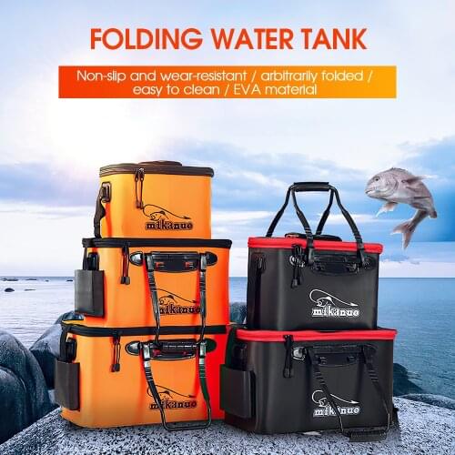 WAKYME Fishing Bucket Foldable Fish Bucket Thicken EVA Live Fish Container Outdoor Fishing Bag With Handle Side Pockets Fish Box