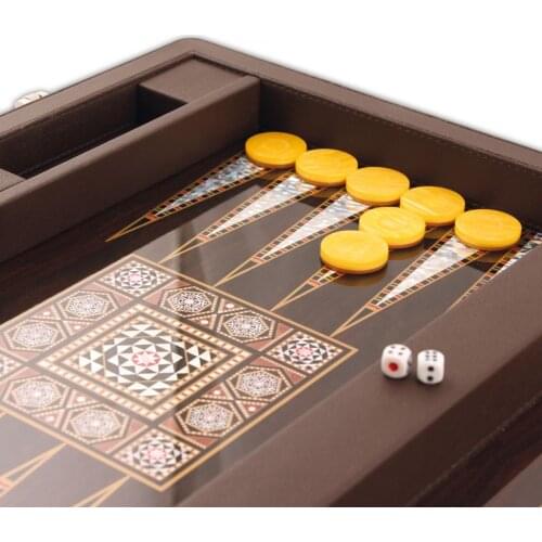 Star Elite Backgammon Complete crocodile pattern faux leather covering With carrying handle