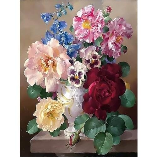 Flower Vase Printed 11CT Cross Stitch Complete Kit DIY Embroidery DMC Threads Knitting Handicraft Sewing Needlework Mulina