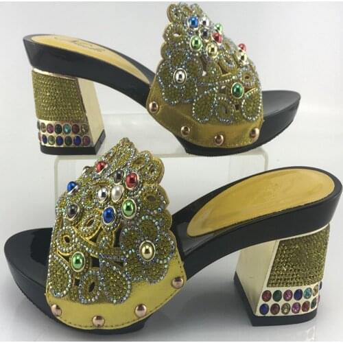 High Quality African Shoes Decorated with Rhinestone Italy Women Shoe for Party Italian Women Summer Sexy High Heels Pump ME7717