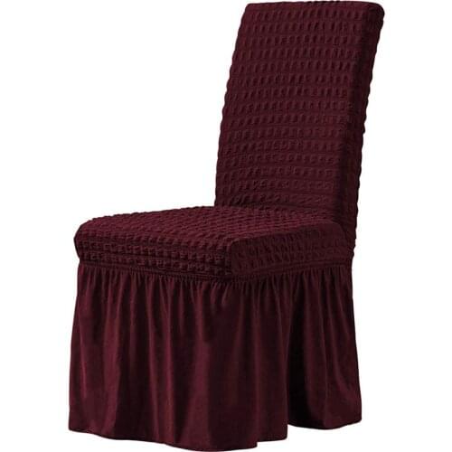 Jacquard Dining Chair Cover with Skirt Stretchy Universal Slipcovers Removable Furniture Protector For Dining Room Home Banquet