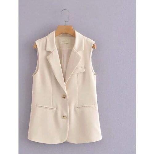 ZXQJ Women 2021 Fashion Spring Casual Single-Breasted Sleeveless Jacket Vest Retro Vest Female Jacket