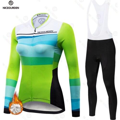 Winter Cycling Jersey Womens Road Bike Cycling Clothing MTB Cycling Long Sleeve Bicycle Clothing Thermal Fleece Cycling Kit
