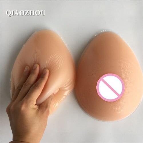 1000 g D cup nude skin tone fake silicone breast for crossdresser teardrop realistic artificial form boobs for man cosplay