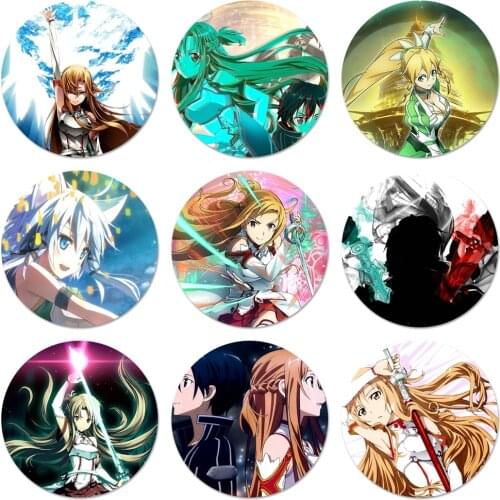 58mm Sword Art Online SAO Anime Cute Icons Pins Badge Decoration Brooches Metal Badges For Backpack Decoration