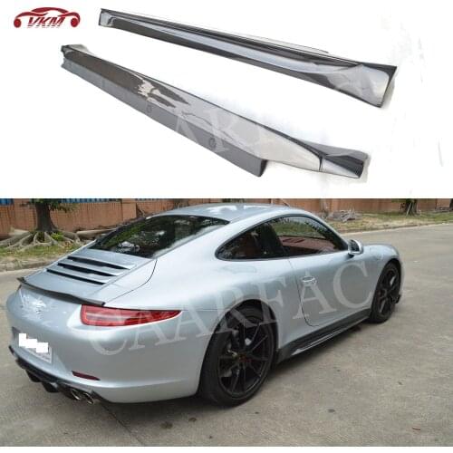 Side Skirts Aprons fit for Porsche 911 991 GT3 Carrera 2012 2013 2014 2015 V Style Carbon Fiber Material Bumper Lip Protector
