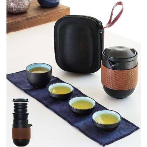 Tea Set Chinese Kung Fu Tea Sets Ceramic Portable Teapot Set Outdoor Travel Gaiwan Tea Cups of Tea Ceremony Teacup Fine Gift B49