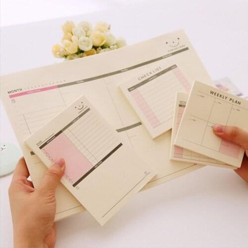Daily Weekly Month Planner Check List Portable Small Book Memo Pad Sticky Notes Paper Stickers Stationery School Supply