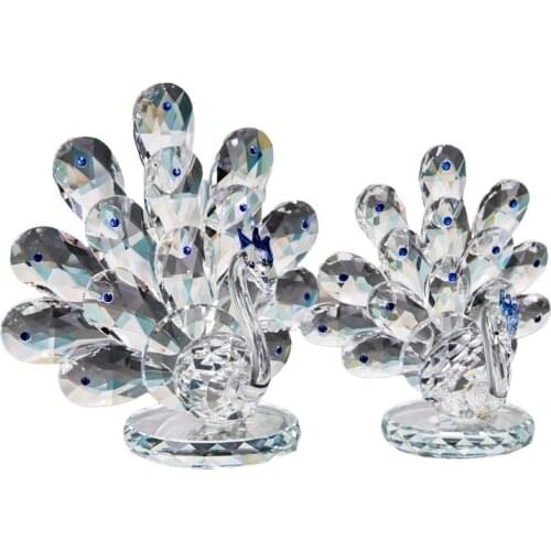 Crystal Peacocks Crafts Figurines Birthday Wedding Gift Home Decoration 3 Colors Peacock Sculpture Christmas Decoration
