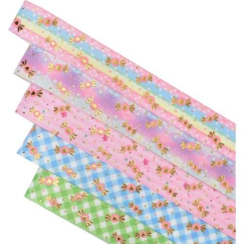 HSDRibbon 22mm 7/8inch HSD-Genuine bowknot Pattern Foil Printed on Grosgrain Ribbon 50Yards/Roll